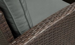 Wielofunkcyjny zestaw mebli ogrodowych - narożnik, leżanka z daszkiem Galicja 101 brąz, poduszki szare