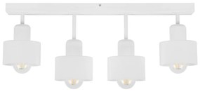 Biała lampa sufitowa, czteropunktowy spot DWE60x7WE z drewna i metalu