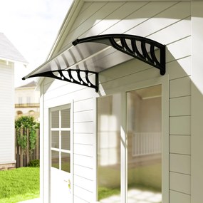 Outsunny Zadaszenie drzwi/okna, odporne na warunki pogodowe, przezroczyste, Aluminium/Poliwęglan, 103x96,5x27cm, Czarne
