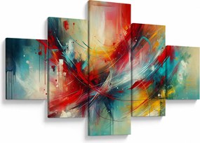 Obraz – Abstrakcja z czerwienią (125x70 cm)
