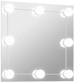 Kwadratowe srebrne lustro wiszące LED 40x40 cm T9-D02