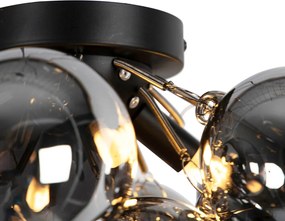 Inteligentna lampa sufitowa czarna z przydymionym szkłem w zestawie 4 WiFi G9 - Uvas