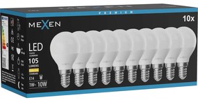Mexen Nova 10x żarówka LED E14, G45, 1W, Ciepła - 3000K, 105 lm - L101-E14-0130-01x10