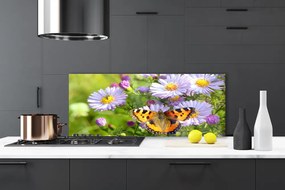 Panel Szklany do Kuchni Motyl Wśród Polnych Kwiatów