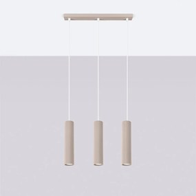 Lampa wisząca KARBON 3L taupe ryflowana SOLLUX  LIGHTING