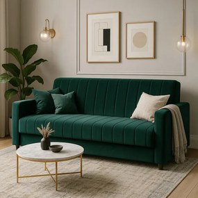 Sofa z Funkcją Spania PORTO Wersalka Rozkładana Dwuosobowa Zielona Nowoczesna do Salonu