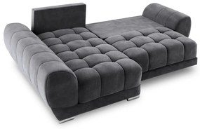 Ciemnoszary rozkładany narożnik z aksamitnym obiciem Windsor &amp; Co Sofas Nuage, lewostronny