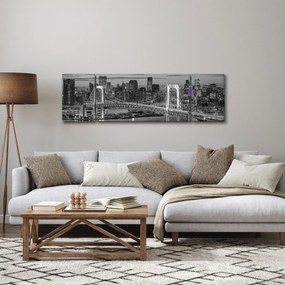 Obraz - Duże miasto z fioletową wieżą (170x50 cm)