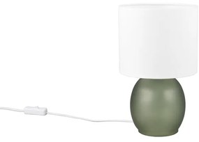 Biało-zielona lampa stołowa z tekstylnym kloszem (wys. 29 cm) Vela – Trio