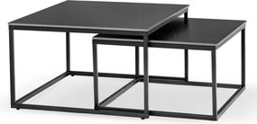 Zestaw Stolików Kawowych TENOR Czarny Marmur/Czarny do Salonu Glamour