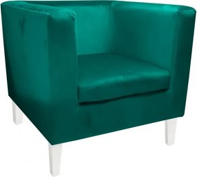 Fotel Monaco tkanina Welur : Kolor nogi - Biała, Kolor tkaniny - VELVET - MG20, Wysokość nogi - 20 cm