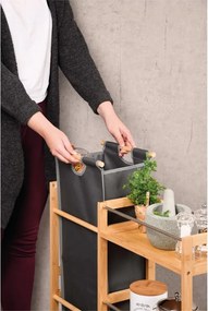 Kesper 24857 Regał na kółkach z koszem na butelki, bambus, 78 x 20 x 68 cm