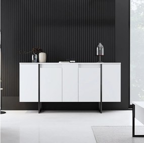 Komoda – 160 x 35 x 80 cm – Biała i czarna – Płyta wiórowa pokryta melaminą