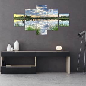 Obraz jeziora z trzcinami (125x70 cm)