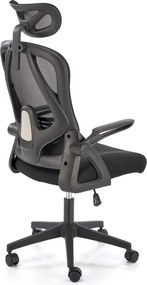 Fotel biurowy z oparciem i zagłówkiem z siatki Negro Halmar