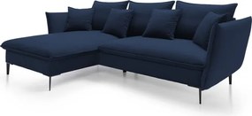 Narożnik GLOSS Lewostronny z funkcją spania, zestaw z poduszkami wolnostojący tkanina RIVIERA 96 Ciemny szary WERSAL