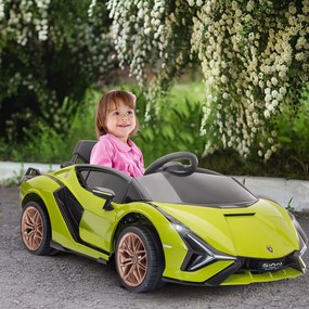 HOMCOM Elektryczny samochodzik dla dzieci, Lamborghini, 3-5 km/h, zdalne sterowanie, dla dzieci 3-5 lat, Zielony