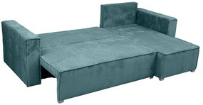Rozkładana narożna sofa SMART COSARO petrolowa, dwustronna + 2 poduszki GRATIS