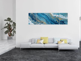 Obraz - Jasnoniebieski marmur ze złotem II. (170x50 cm)