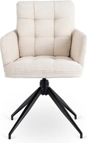 Krzesło Tapicerowane Obrotowe do Salonu AKITA Kremowe Sztruksowe Nowoczesne
