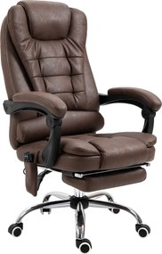 Vinsetto Masujący Fotel Biurowy z Funkcją Leżenia i Ogrzewania, Obrotowy, Ergonomiczny, do 120 kg, Brązowy