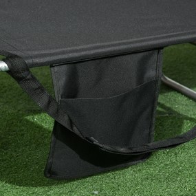 Outsunny Leżak ogrodowy, fotel leżak z wyściełanym otworem na twarz, leżanka masująca do użytku zewnętrznego, kieszeń boczna, tkanina, metal, czarny | Aosom PL