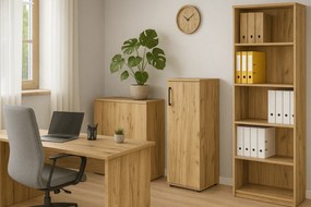 Regał biurowy minimalistyczny z drzwiczkami dąb craft - Lakris