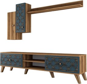 Nowoczesny stolik RTV – 180 cm – orzech i chalcedon – płyta MDF pokryta melaminą