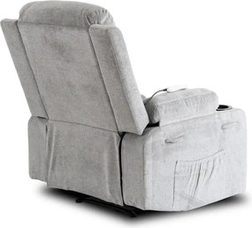 Fotel Masujący BOX 2 Rozkładany z Podnóżkiem Szary Nowoczesny