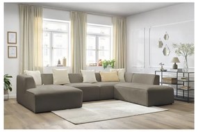 Brązowy narożnik modułowy z materiału bouclé (prawostronny/w kształcie litery U) Megeve – Bobochic Paris
