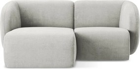 Jasnoszary narożnik z tkaniny szenilowej (lewostronny/z szezlongiem) Lani – Makamii