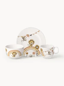 Komplet naczyń dziecięcych z porcelany Lion, dla 1 osoby (3 elem.)