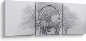 Obraz - Biała zima (z zegarem) (90x30 cm)