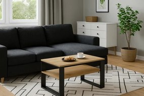 Prostokątny stolik kawowy z półką dąb artisan + antracyt - Renfi 4X