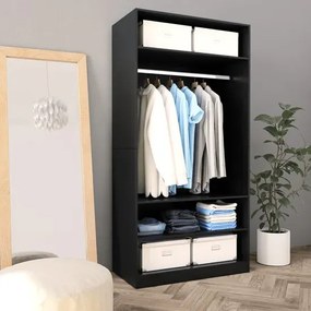 Minimalistyczna czarna szafa z drążkiem - Bianco
