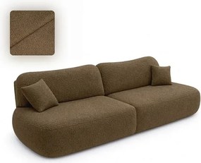 Sofa AVERIO Rozkładana Dwuosobowa Brązowa Boucle Japandi