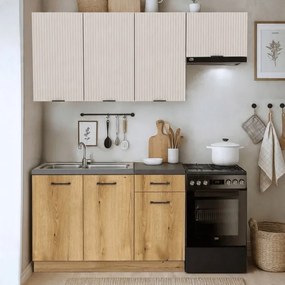 Zestaw Mebli Kuchennych MODERN 170 cm Kaszmir/Dąb Ryflowany Nowoczesny