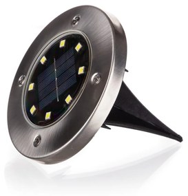 Happy Green Solar lampa wpuszczana LED srebrna, 12 cm