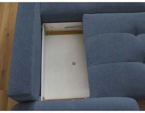 Niebieski rozkładany/ze schowkiem narożnik z tkaniny szenilowej (prawostronny/z szezlongiem) Roxelane – Bobochic Paris