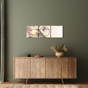 Obraz - Kolibry (z zegarem) (90x30 cm)