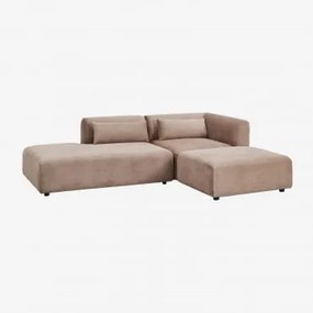 Sofa Modułowy Narożny 2-częściowy Z Lewym Szezlongiem I Pufem Fogler Sztruks Brąz Karmelowy - Sklum