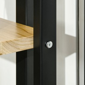 Outsunny 4-Poziomowy Stojak na Rośliny, Regulowany, 110 cm Wysokości Dla Wewnątrz i Na Zewnątrz, Drewno Czarny+Natur Drewno