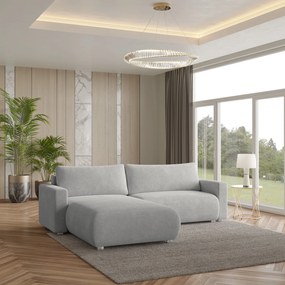 Masseno Narożnik TURIN z funkcją spania i pojemnikiem na pościel Narozniki L, Rozkładana sofa - Jasnoszary, NOW OR NEVER 83
