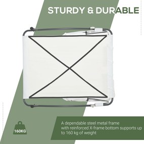 Outsunny® Leżak Dwuosobowy Ze Składanym Daszkiem Stal Kremowo-biały