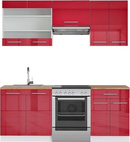 Aneks kuchenny bordowy wysoki połysk/biały 200x60x81.6 fame-line