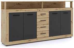 Komoda z 4 szufladami dąb artisan + czarny 190cm M1-D85