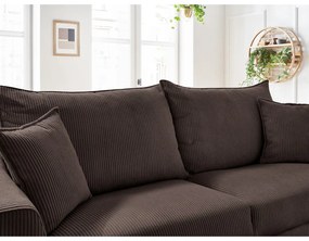 Brązowa sztruksowa rozkładana sofa 225 cm Augustin – Bobochic Paris