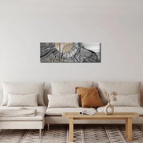 Obraz - Pień drzewa w kolażu (z zegarem) (90x30 cm)