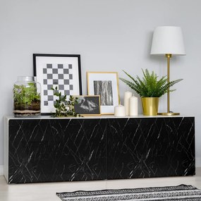 Naklejka na meble 200x60 cm Black and White Marble – Ambiance