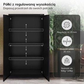 Szafa metalowa wielofunkcyjna Megan z szufladą, czarna